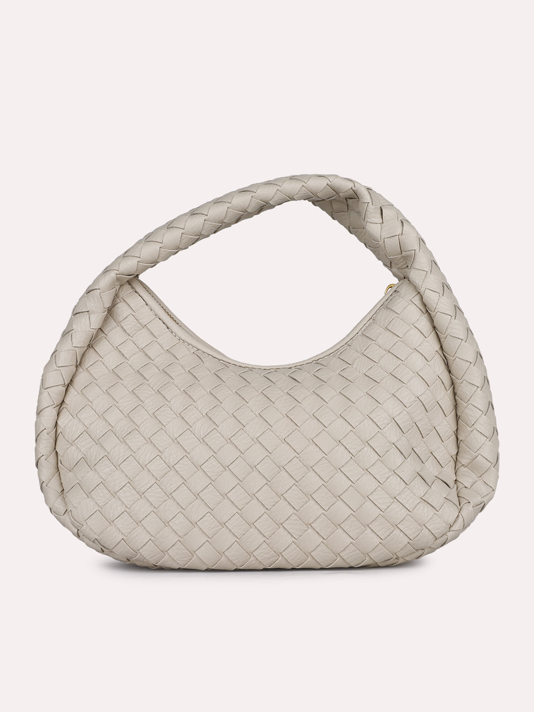 Womens Beige Party Textured Handbag With Zipper