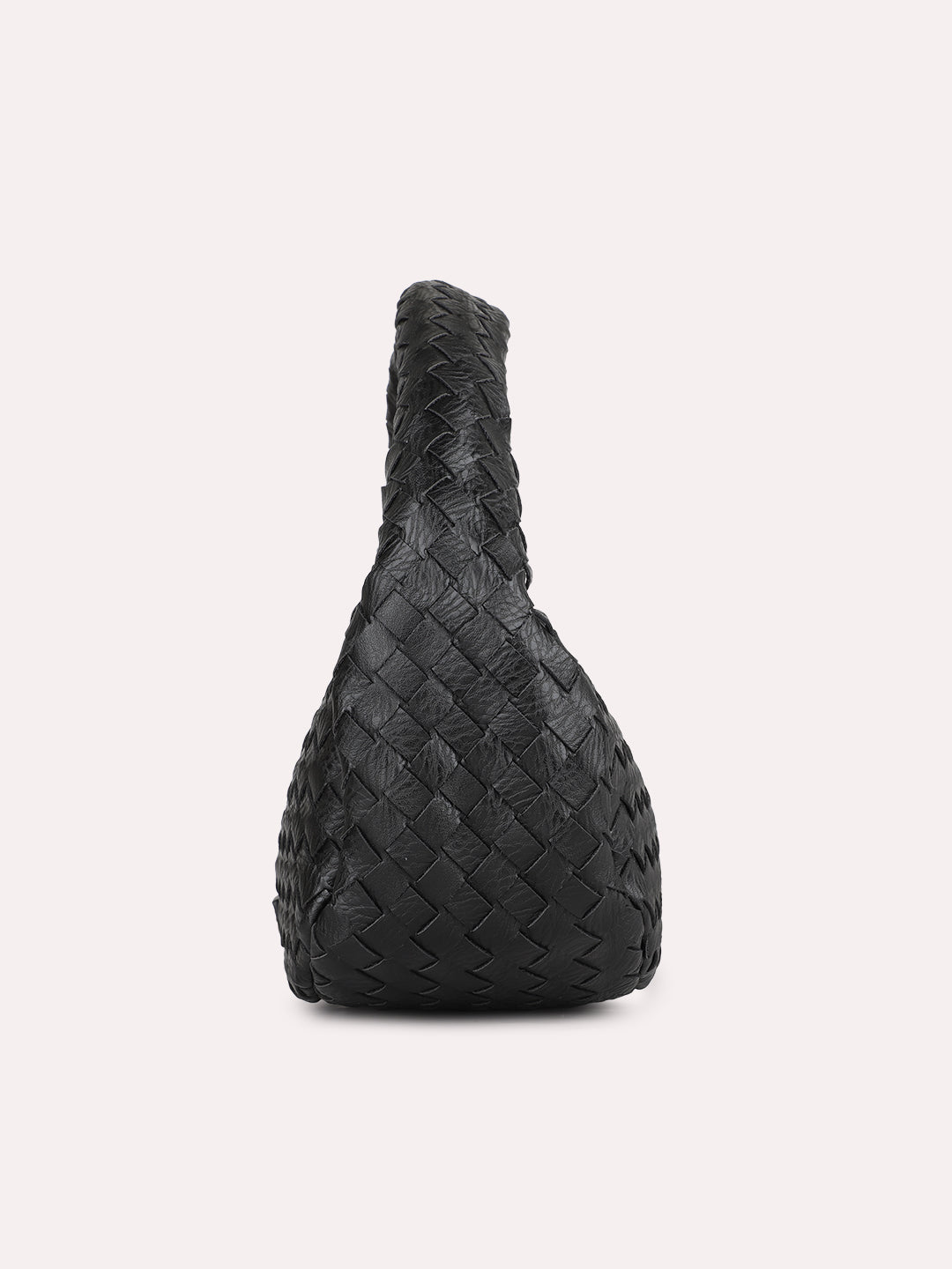 Womens Black Party Textured Handbag With Zipper