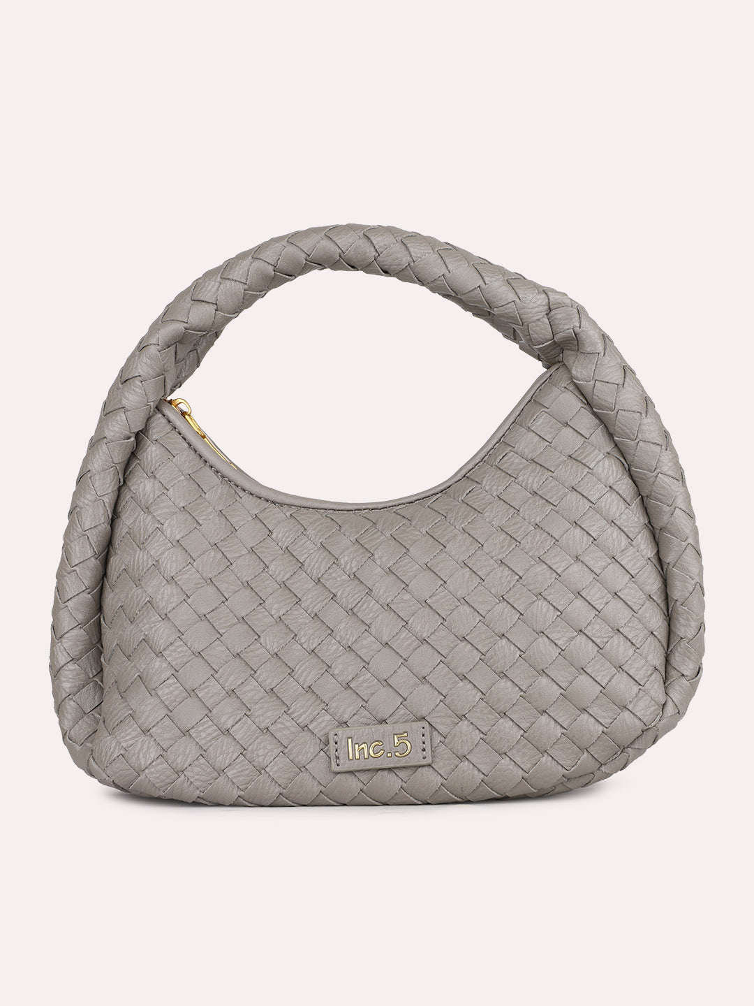 Womens Grey Party Textured Pattern Handbag With Zip Lock