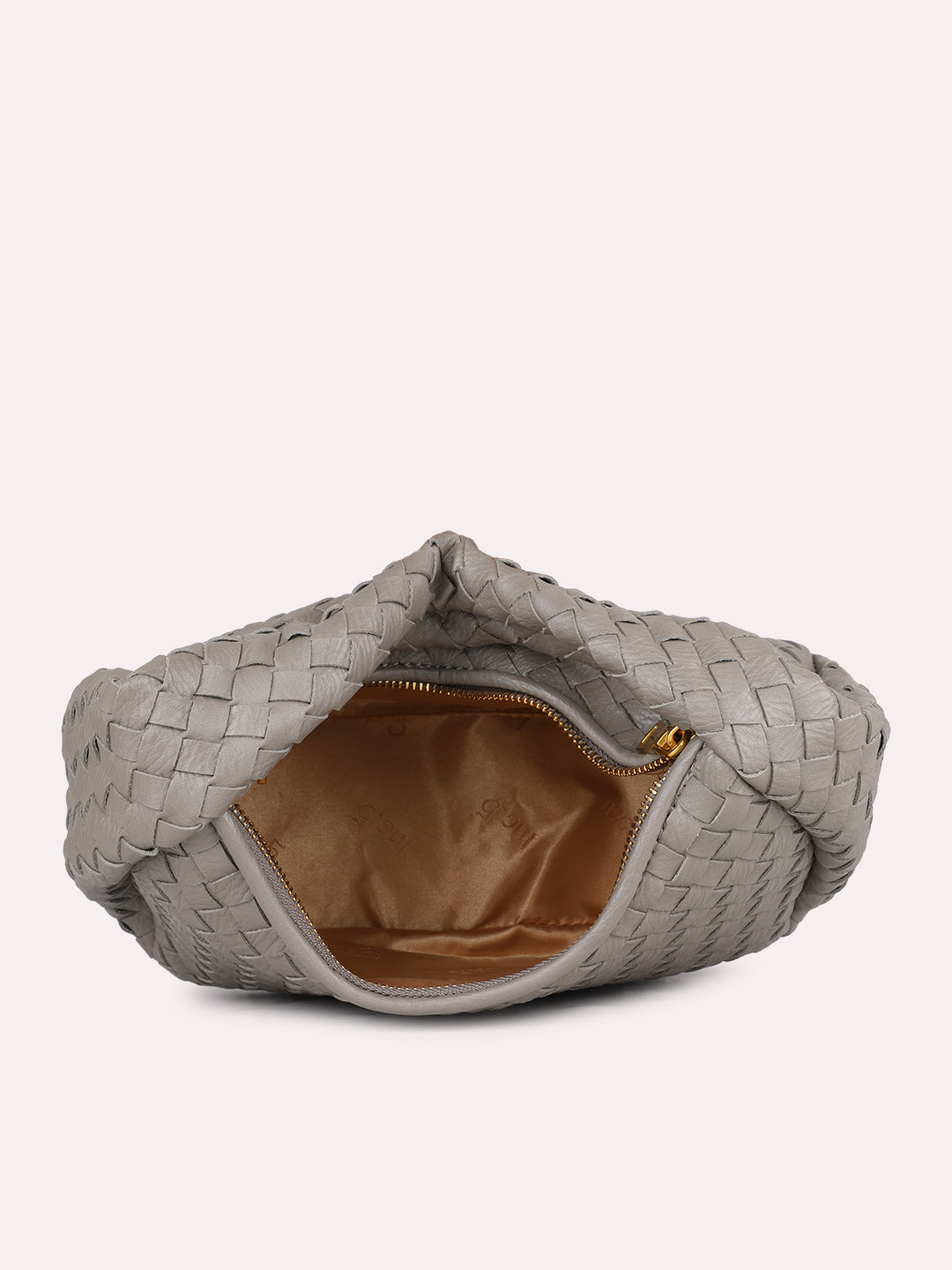 Womens Grey Party Textured Pattern Handbag With Zip Lock