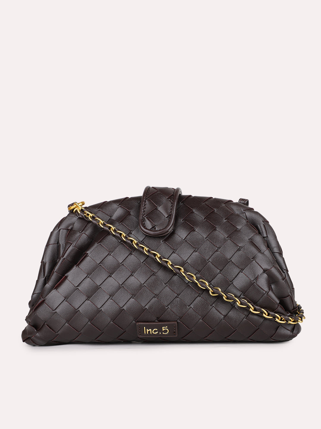 Womens Coffee Brown Textured Sling Bag With Magnet Lock