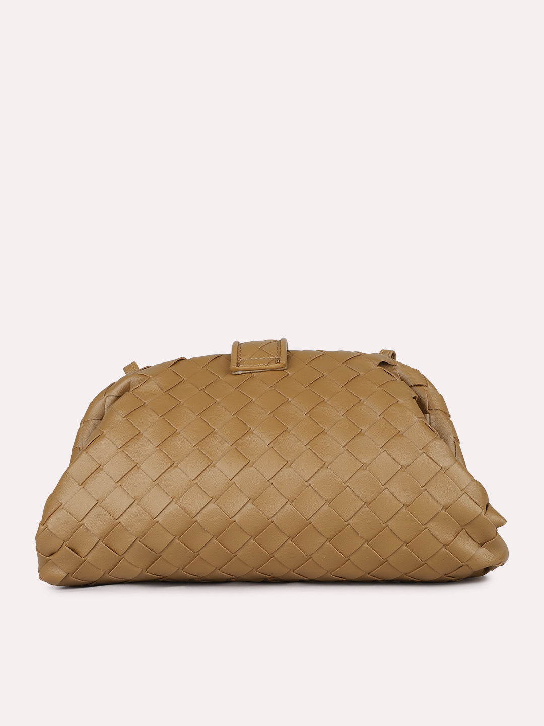 Womens Khaki Textured Sling Bag With Magnet Lock