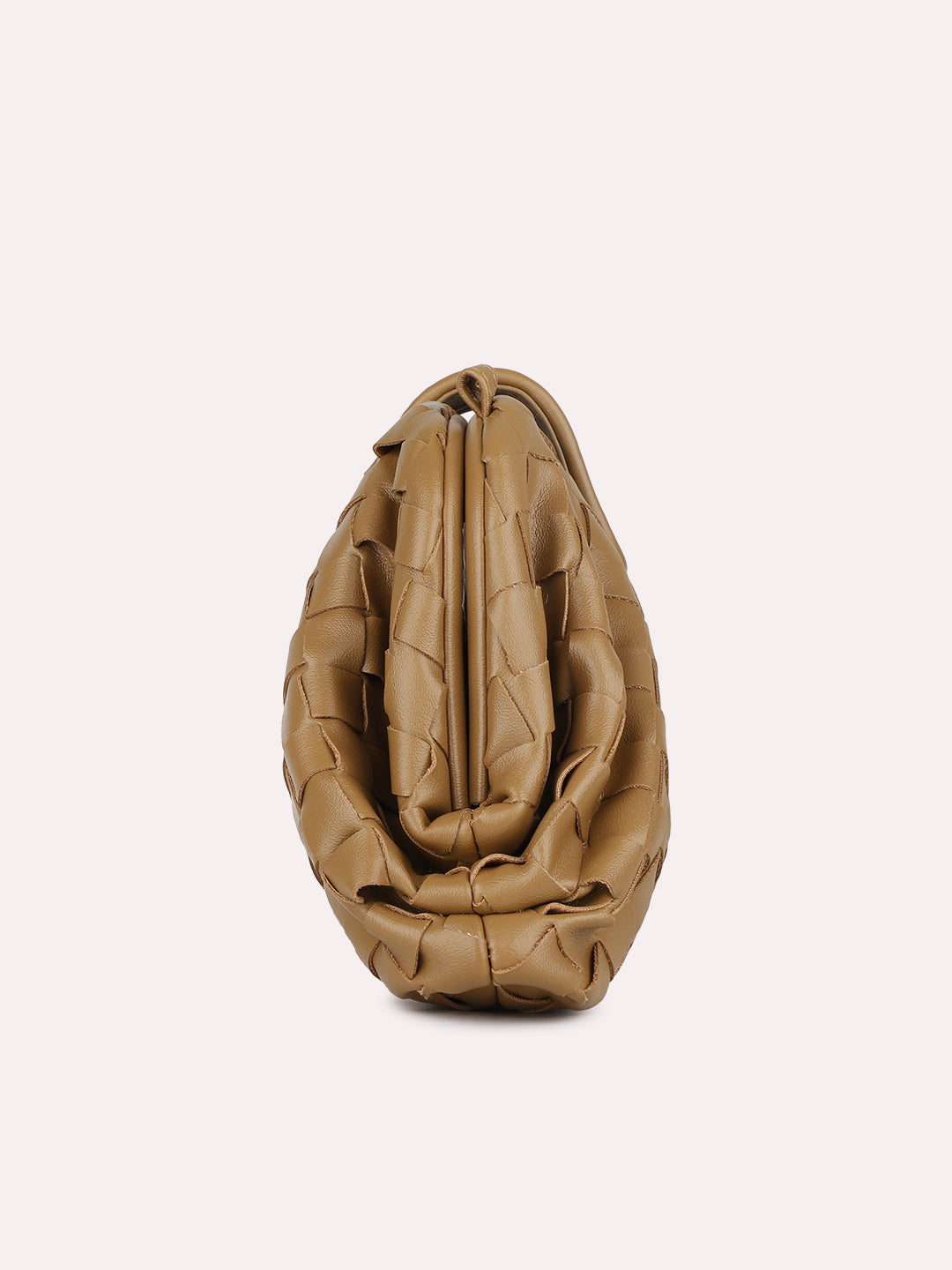 Womens Khaki Textured Sling Bag With Magnet Lock