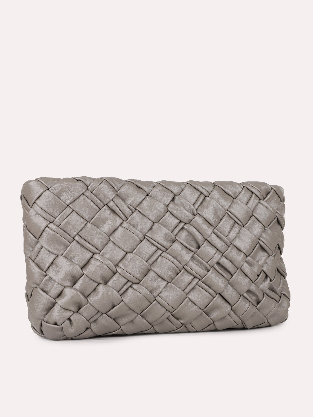 Womens Grey Textured Sling Bag With Zip Lock