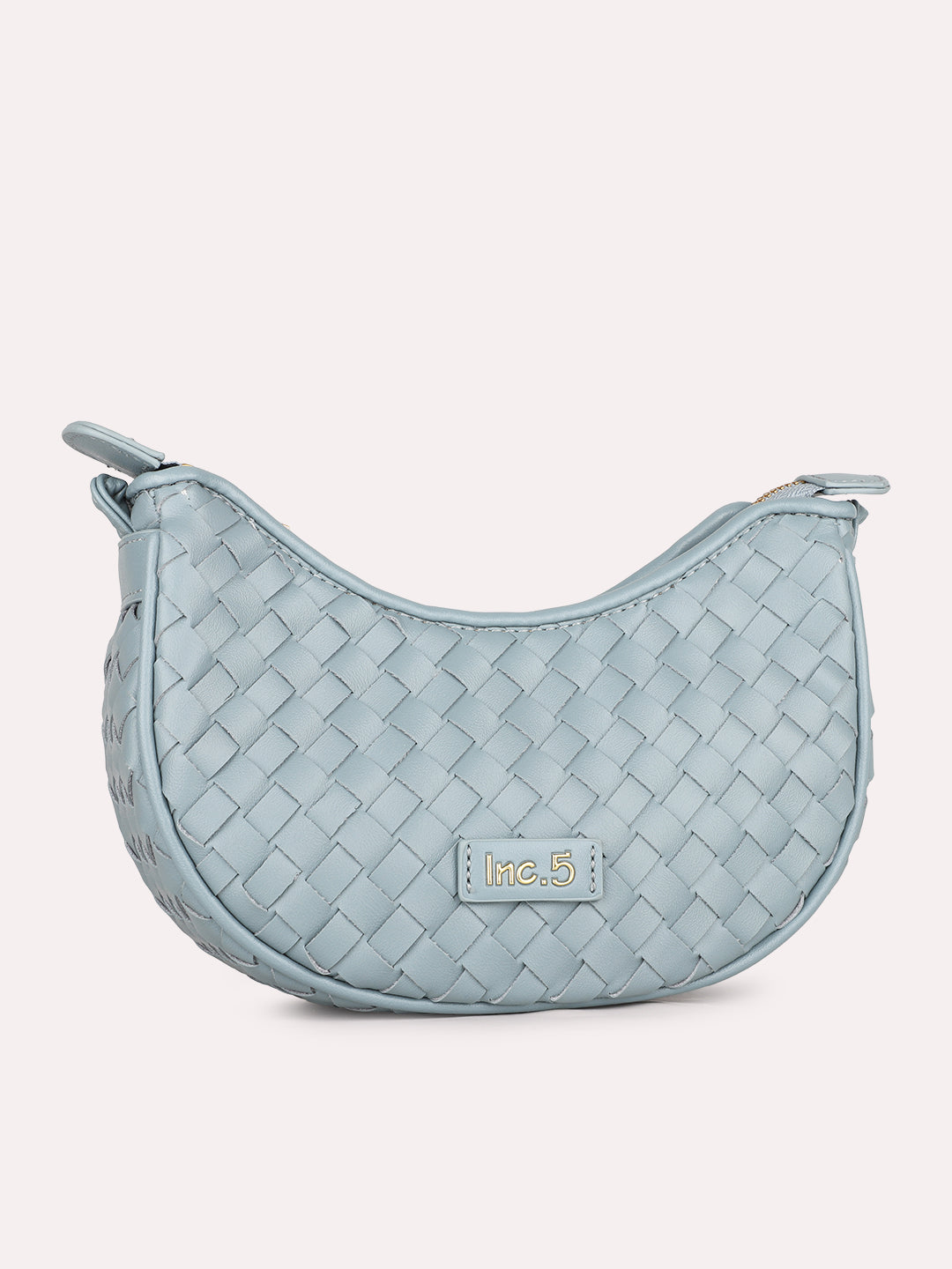 Womens Blue Textured Sling Bag With Zip Lock