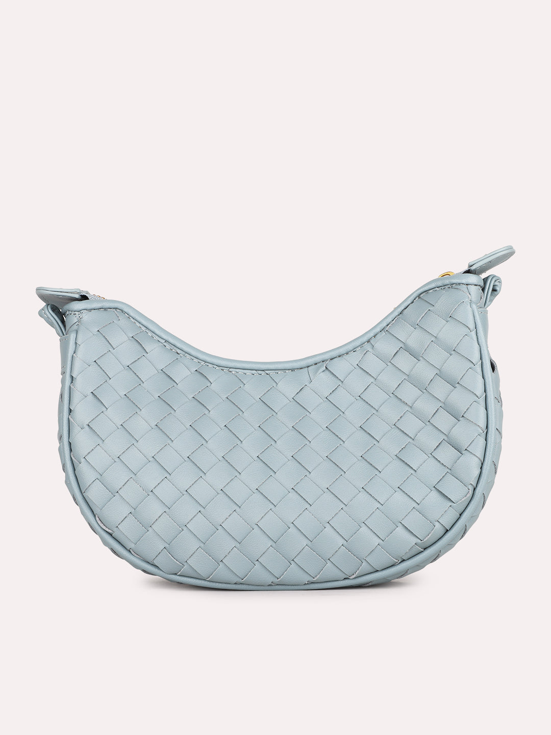 Womens Blue Textured Sling Bag With Zip Lock
