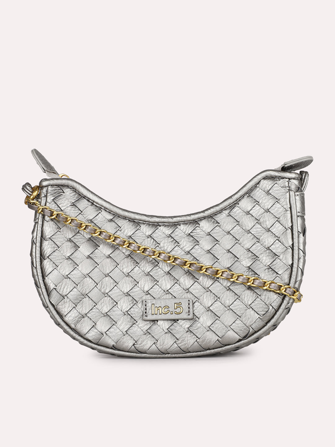 Womens Grey Textured Sling Bag With Zip Lock