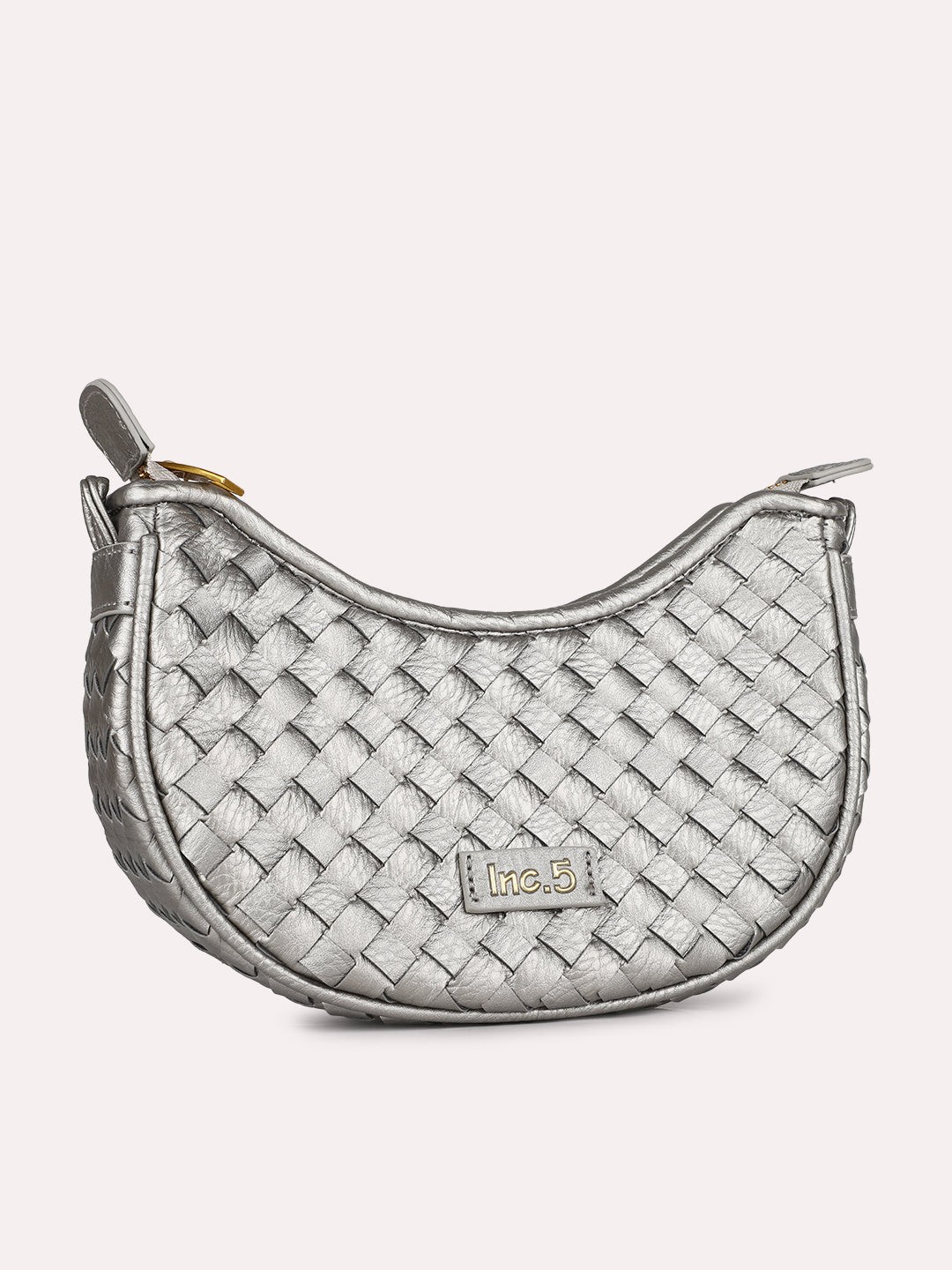 Womens Grey Textured Sling Bag With Zip Lock