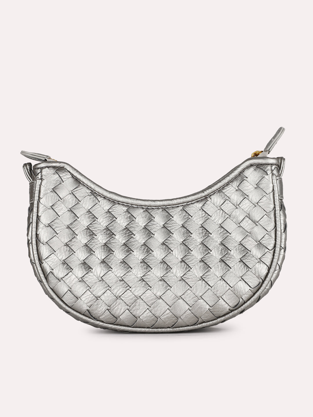 Womens Grey Textured Sling Bag With Zip Lock