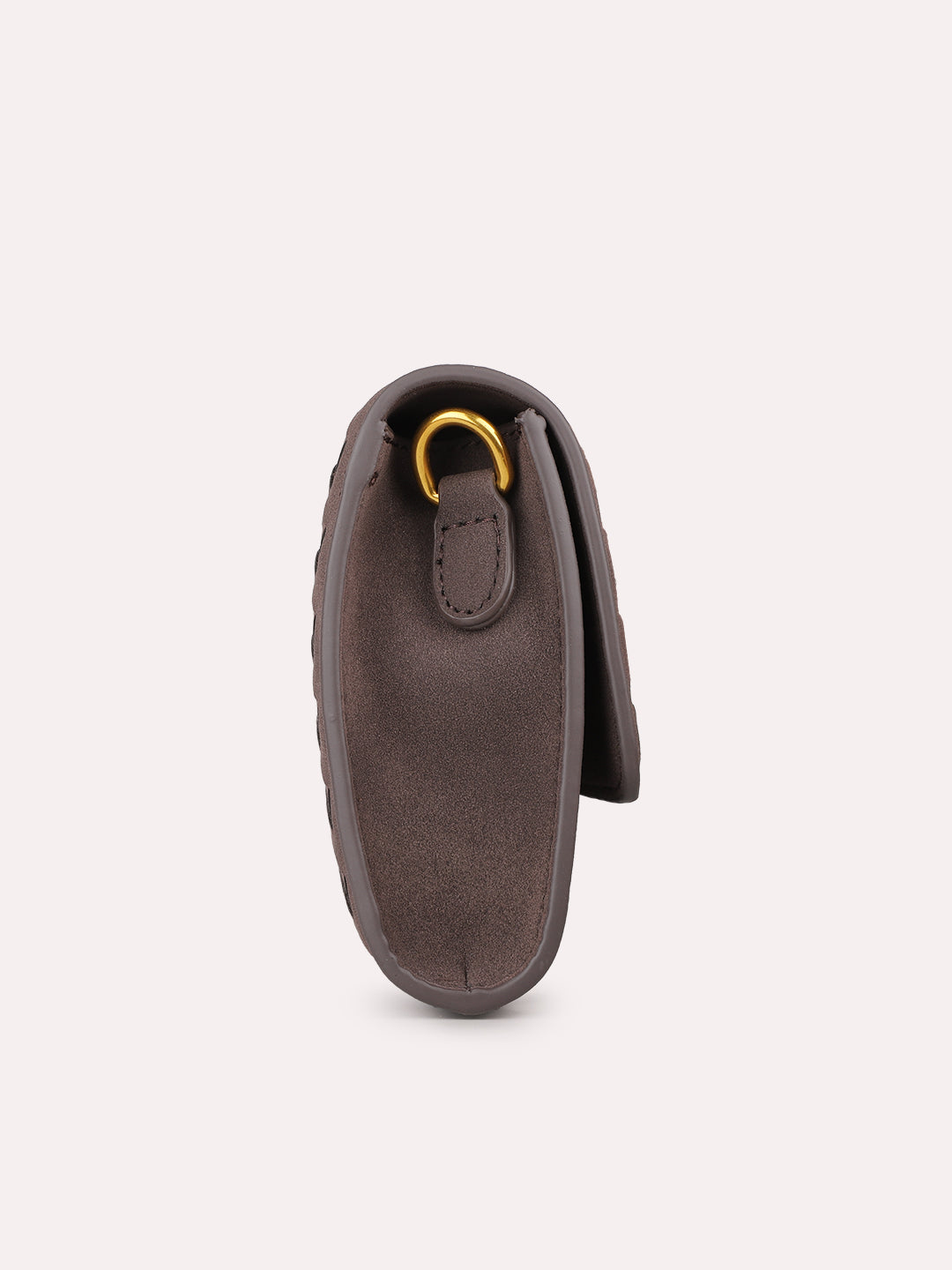 Womens Coffee Brown Textured Clutch With Twist Lock