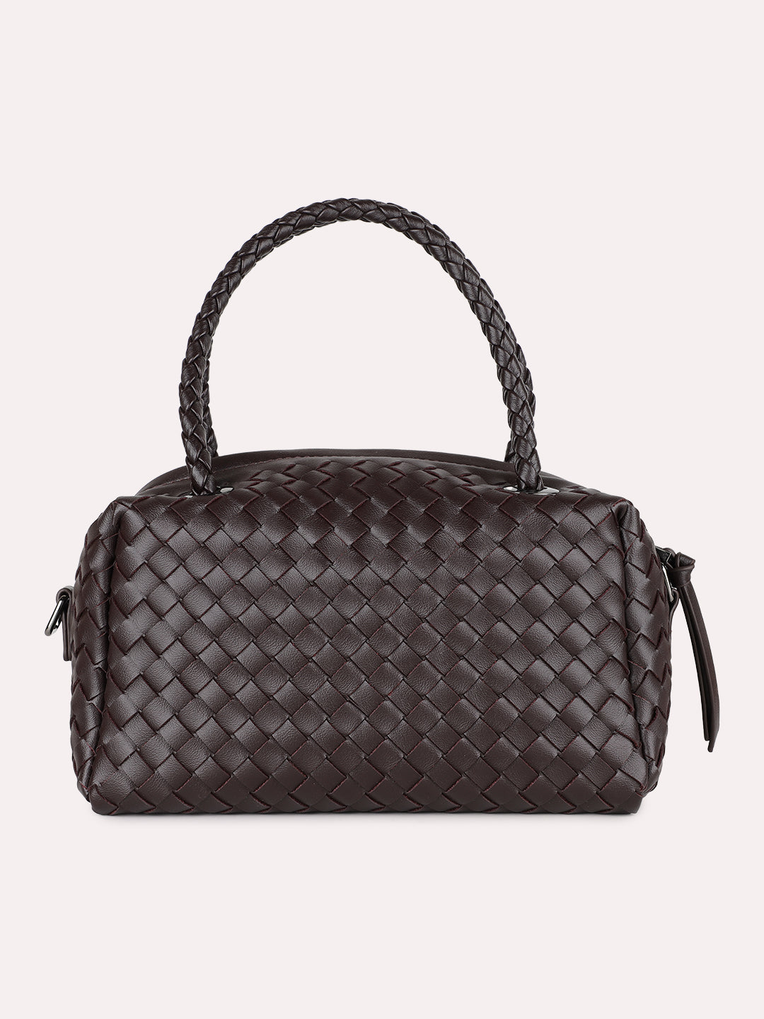 Womens Coffee Brown Textured Handbag With Zip Lock