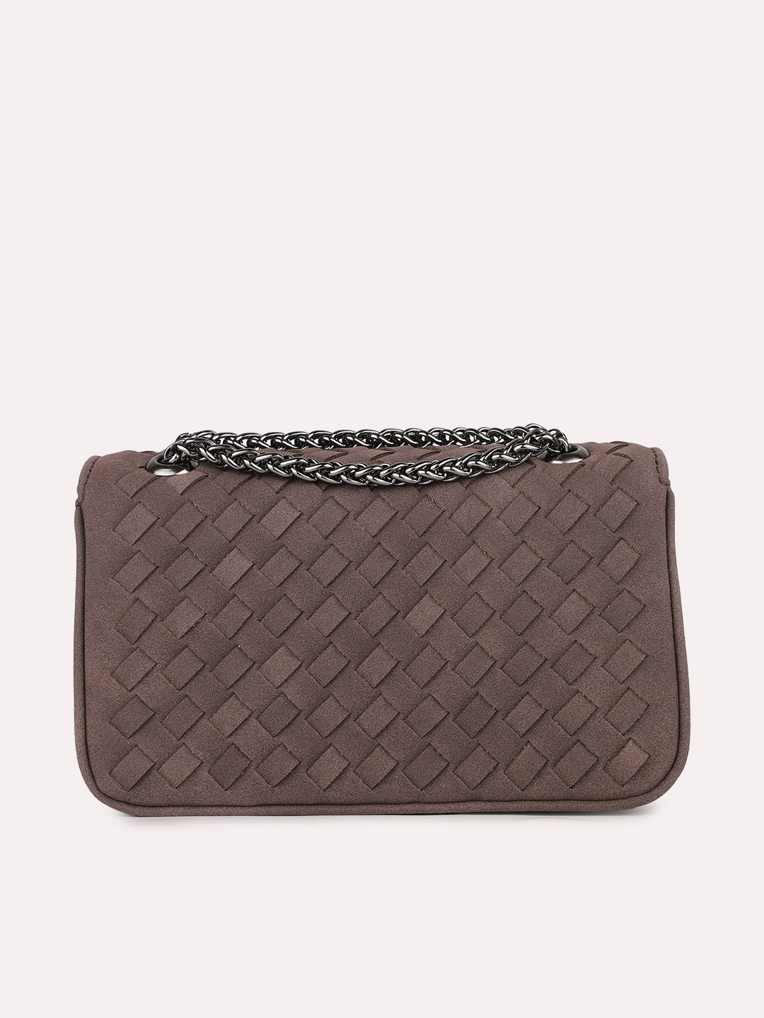 Womens Brown Party Textured Sling Bag With Twist Lock