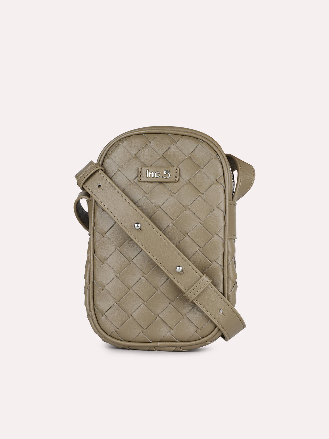 Womens Olive Textured Phone Sling Bag With Zip Lock