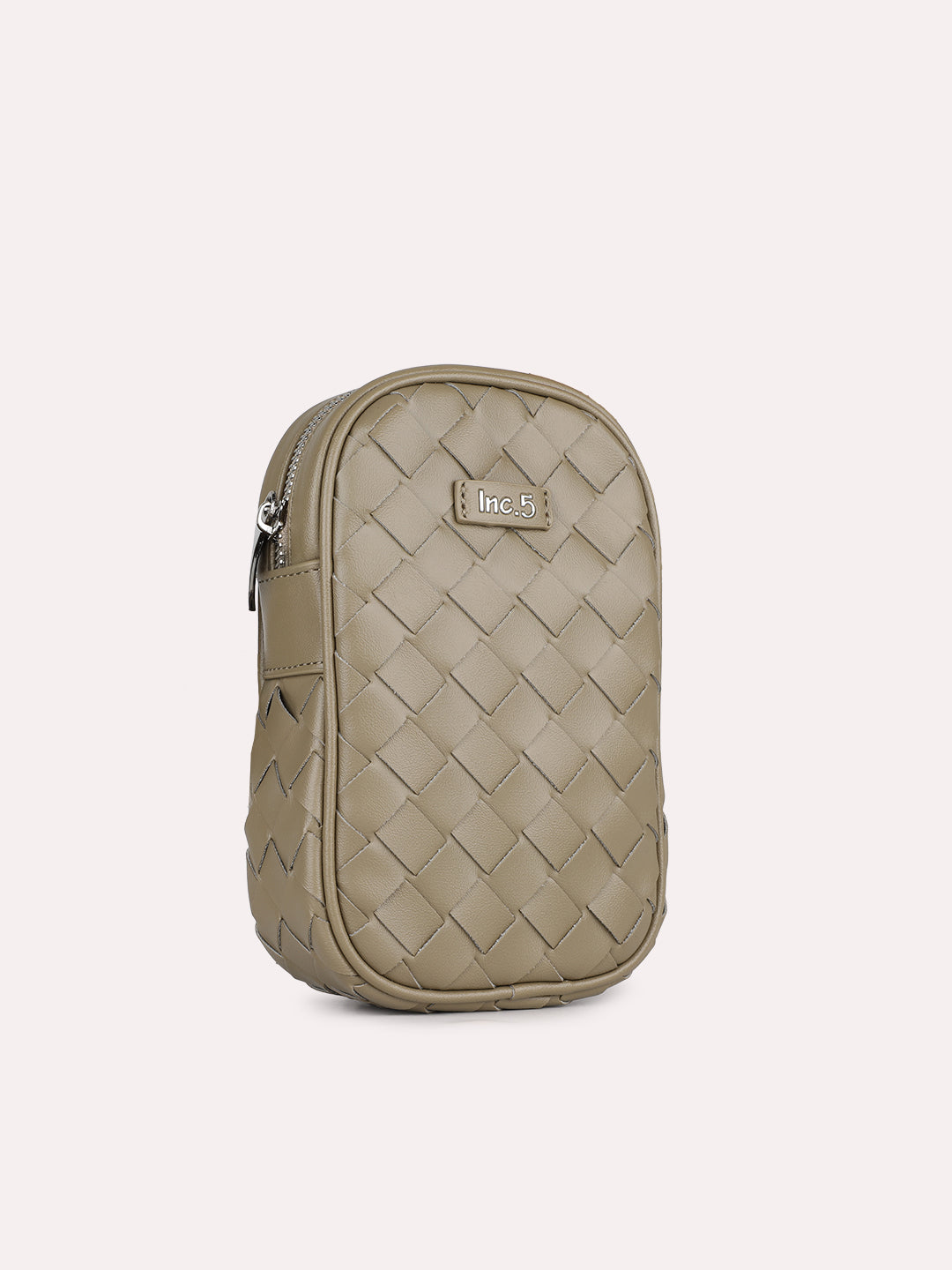 Womens Olive Textured Phone Sling Bag With Zip Lock