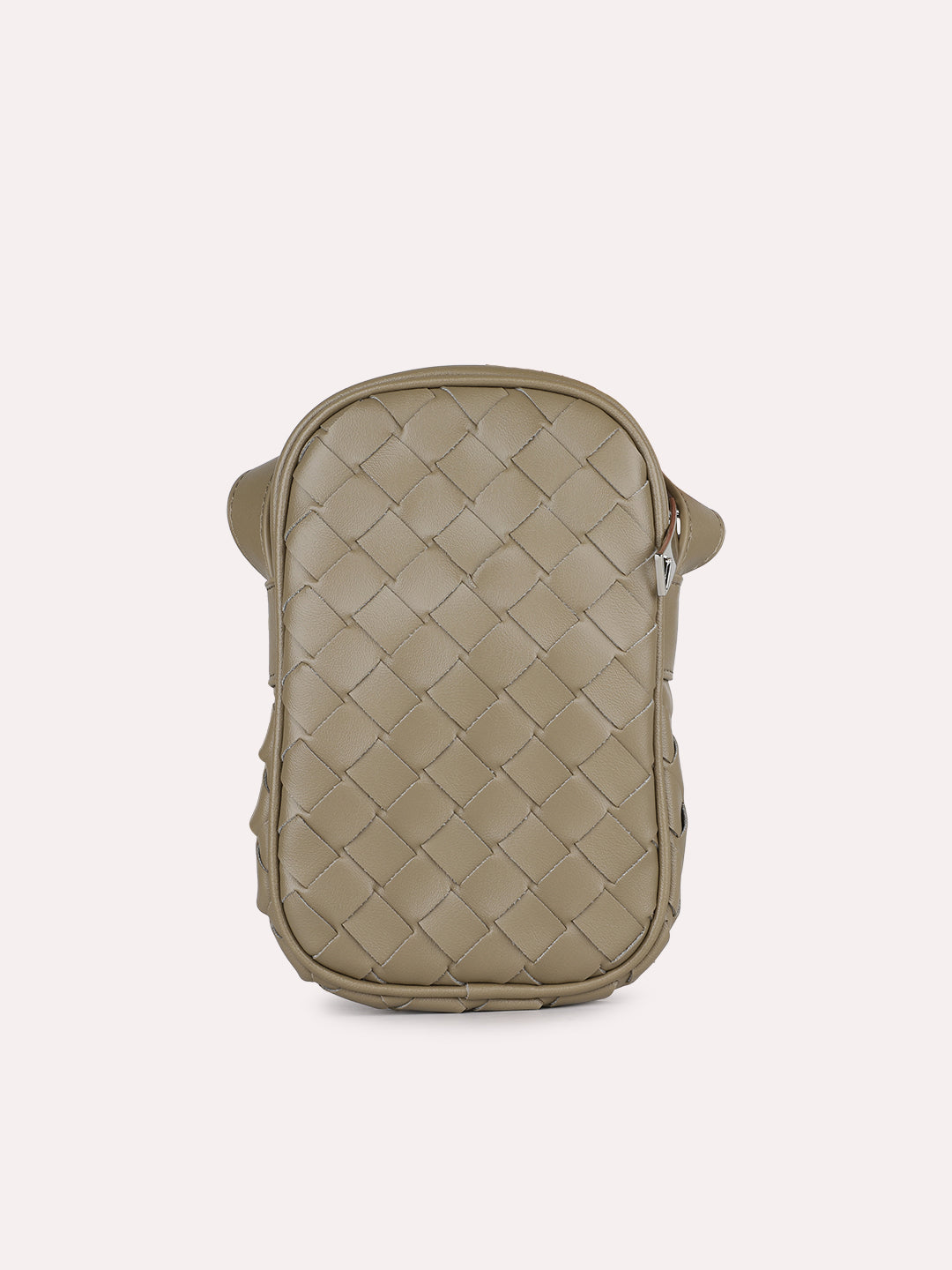 Womens Olive Textured Phone Sling Bag With Zip Lock