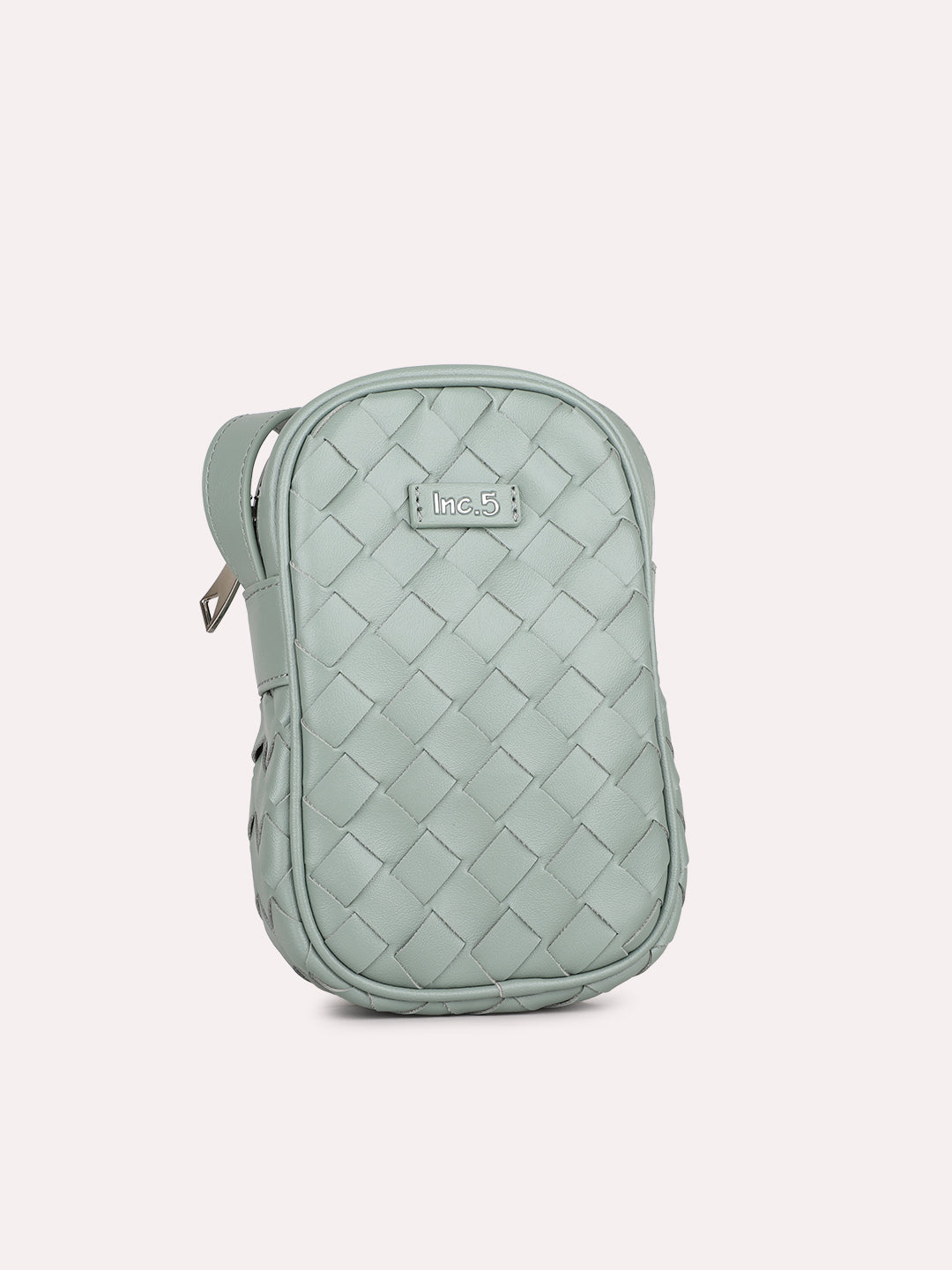Womens Sea Green Textured Phone Sling Bag With Zip Lock