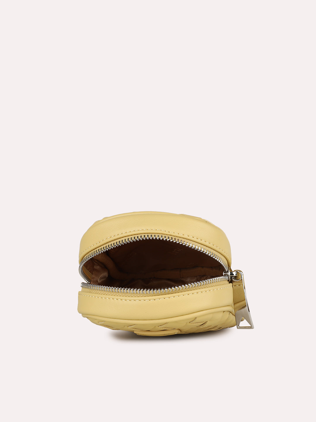 Womens Yellow Textured Phone Sling Bag With Zip Lock