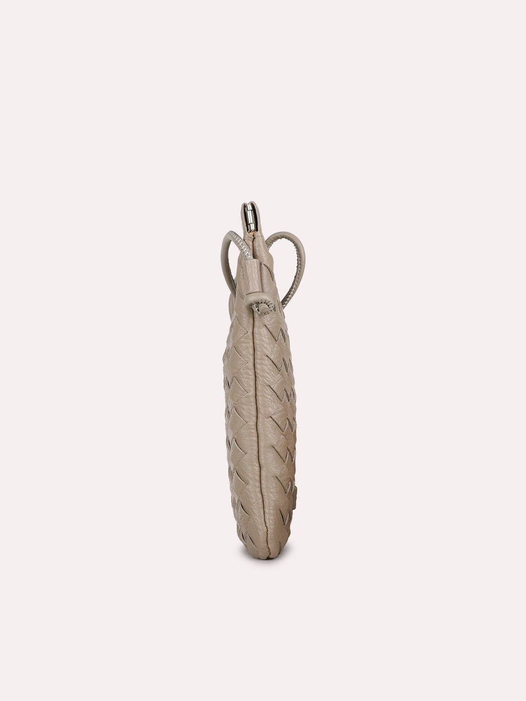 Womens Beige Casual Textured Pattern Phone Sling Bag With Twist Lock