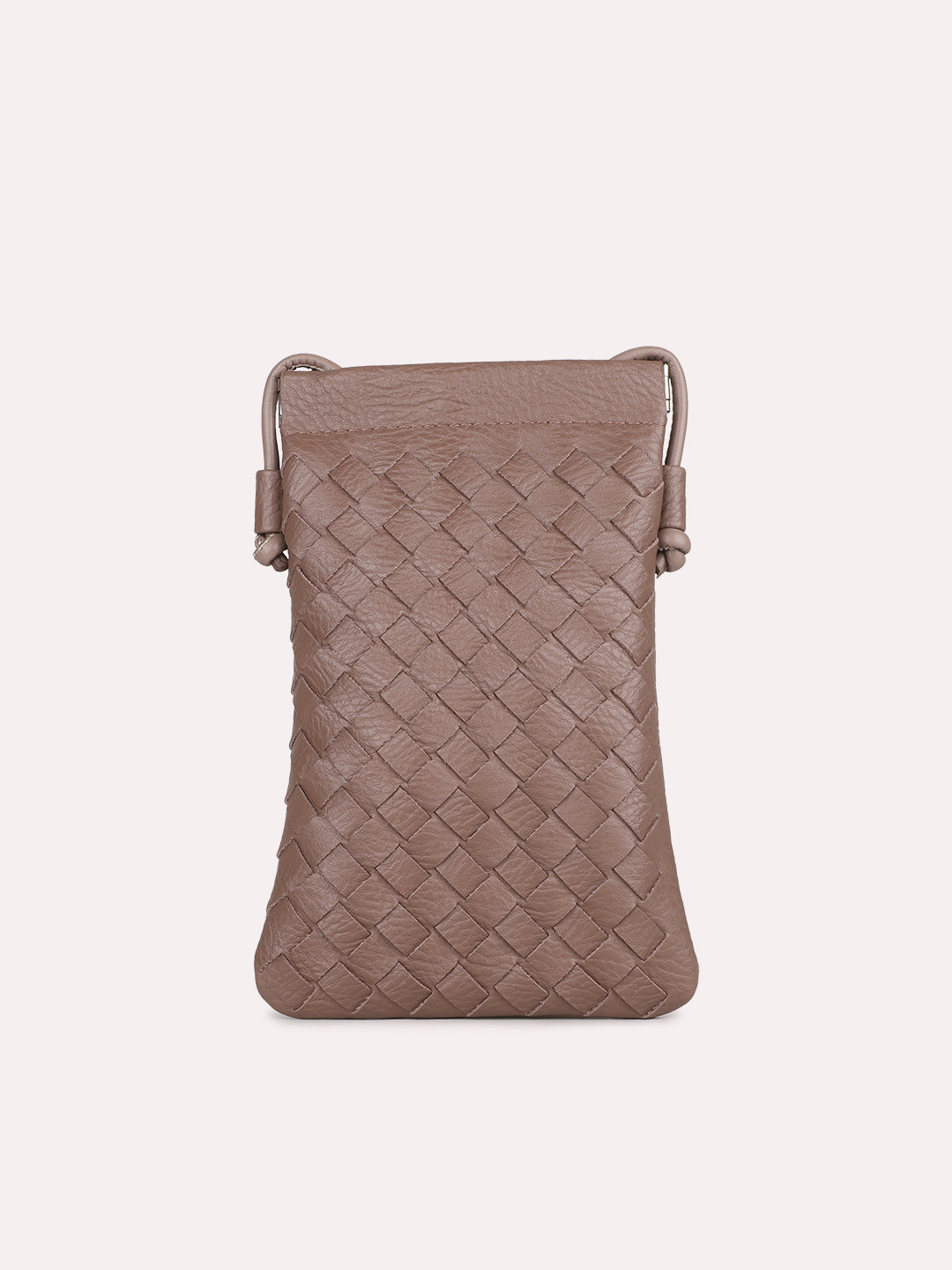 Womens Brown Casual Textured Pattern Phone Sling Bag With Twist Lock