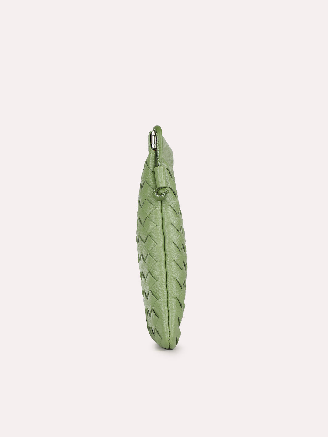 Womens Green Casual Textured Phone Sling Bag With Twist Lock