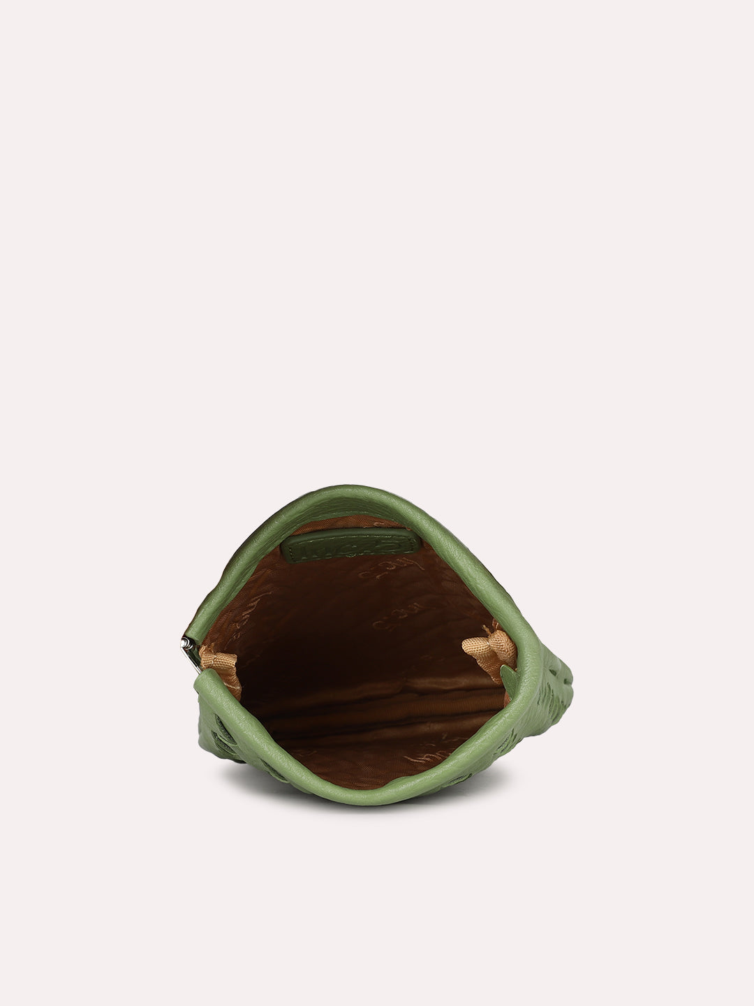 Womens Green Casual Textured Phone Sling Bag With Twist Lock
