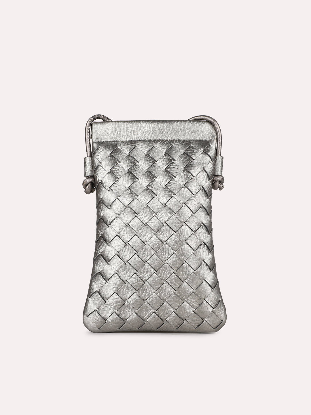 Womens Grey Casual Textured Phone Sling Bag With Twist Lock