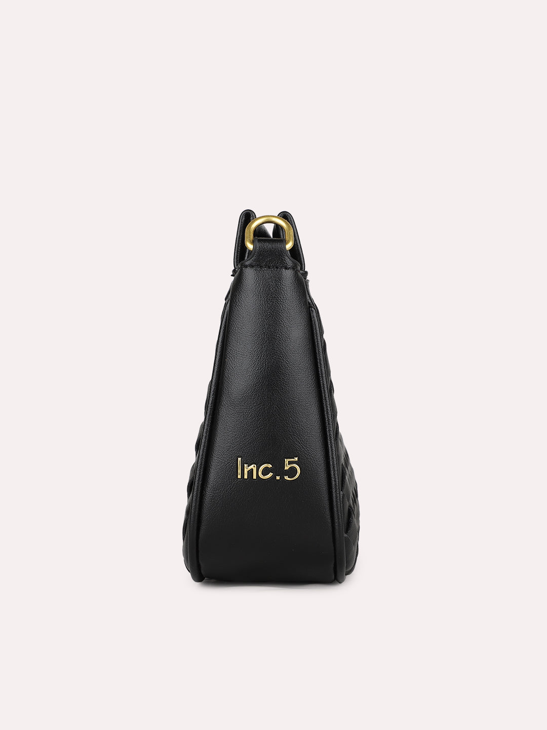 Womens Black Textured Sling Bag With Twist Lock