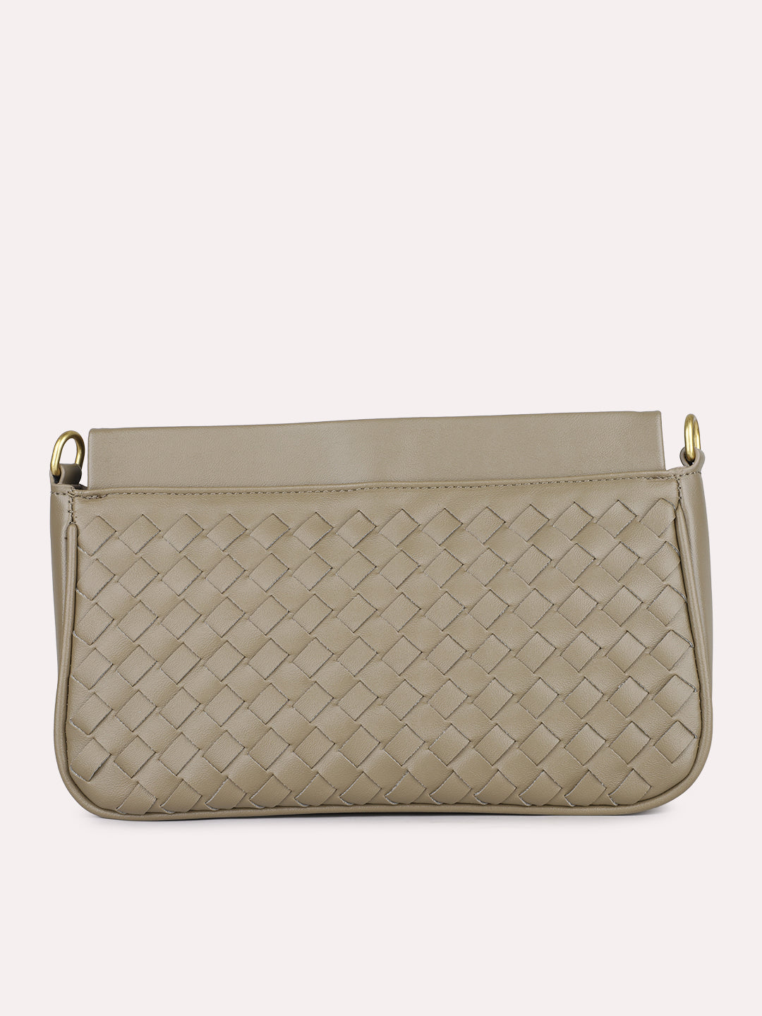 Womens Olive Textured Sling Bag With Twist Lock