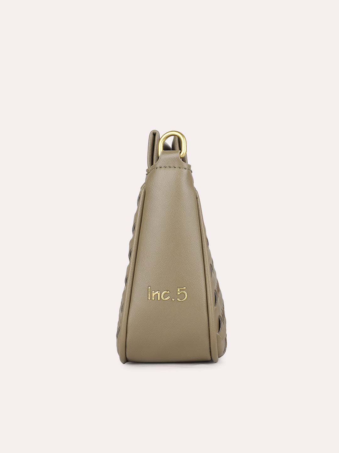 Womens Olive Textured Sling Bag With Twist Lock