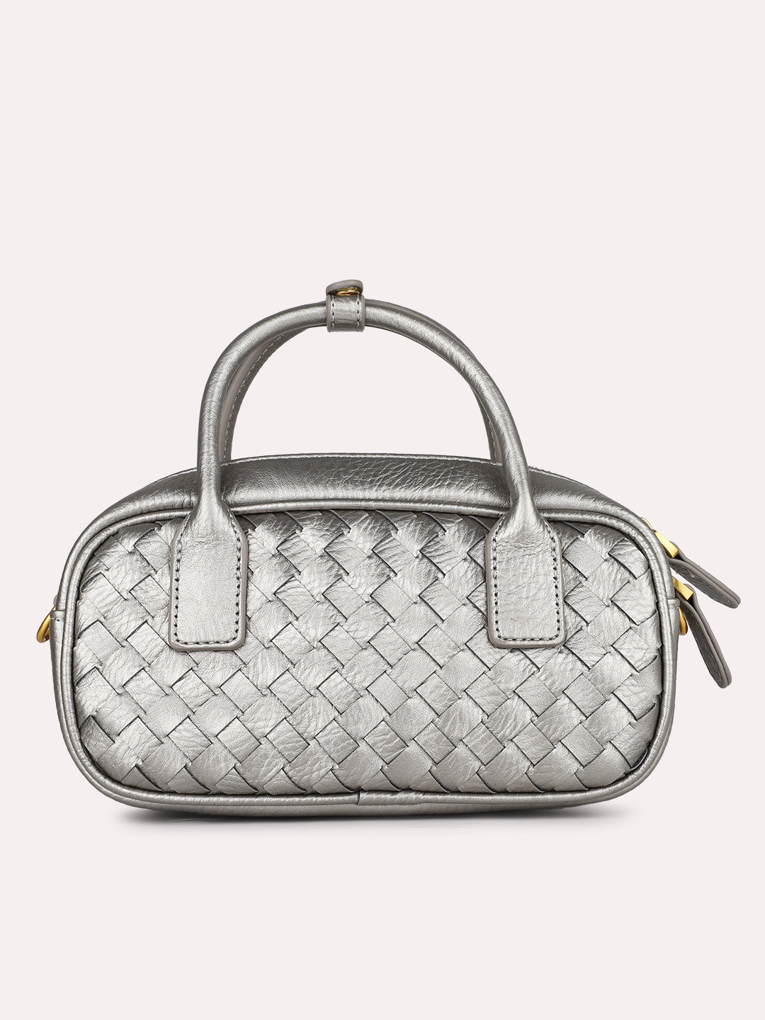 Womens Grey Party Textured Pattern Handbag With Zipper