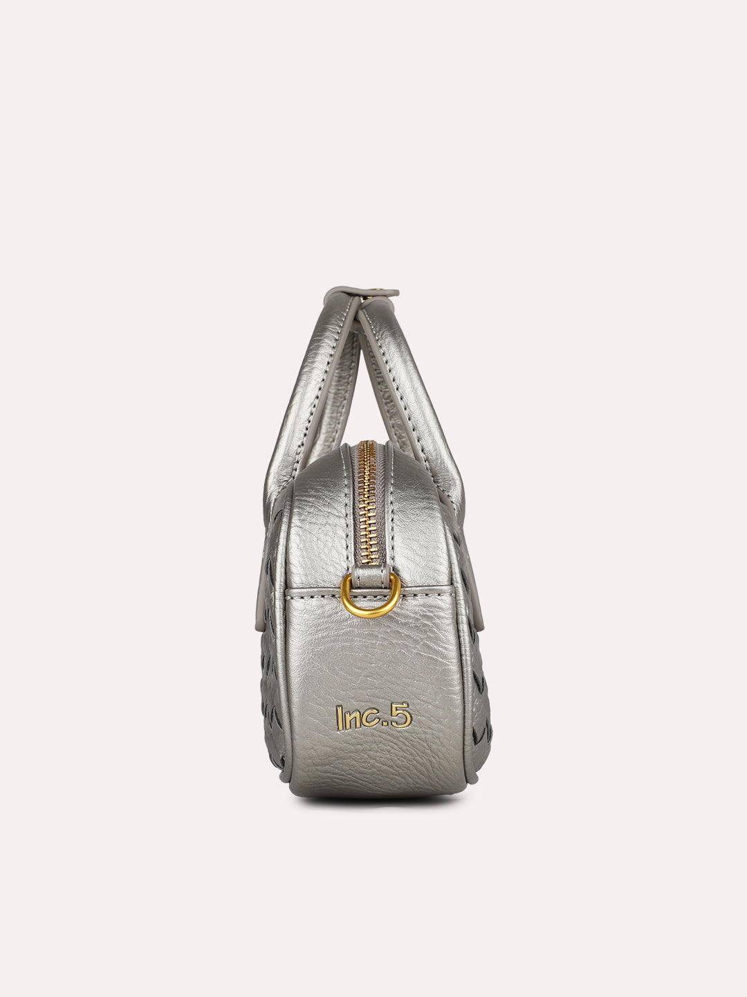 Womens Grey Party Textured Pattern Handbag With Zipper