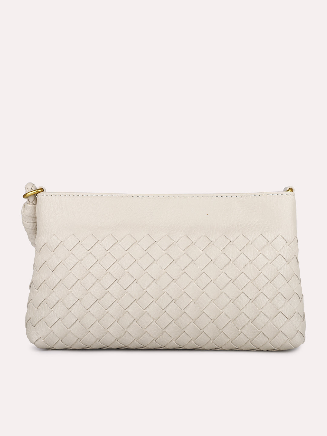 Womens Beige Party Textured Sling Bag With Zipper