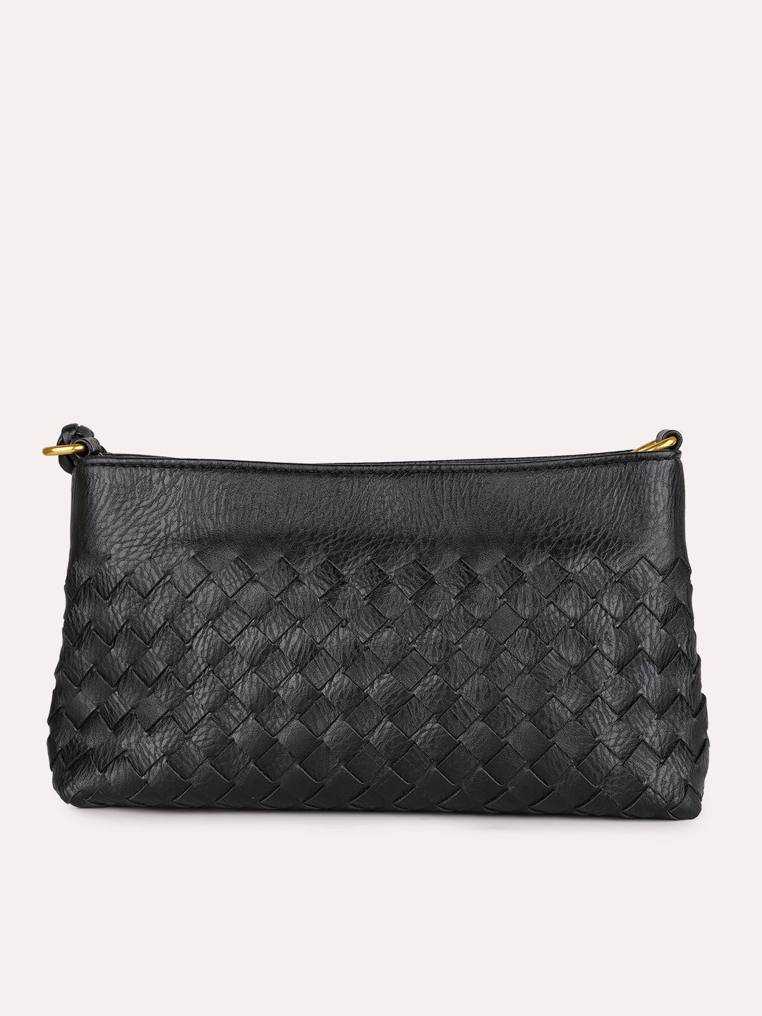 Womens Black Party Textured Sling Bag With Zipper
