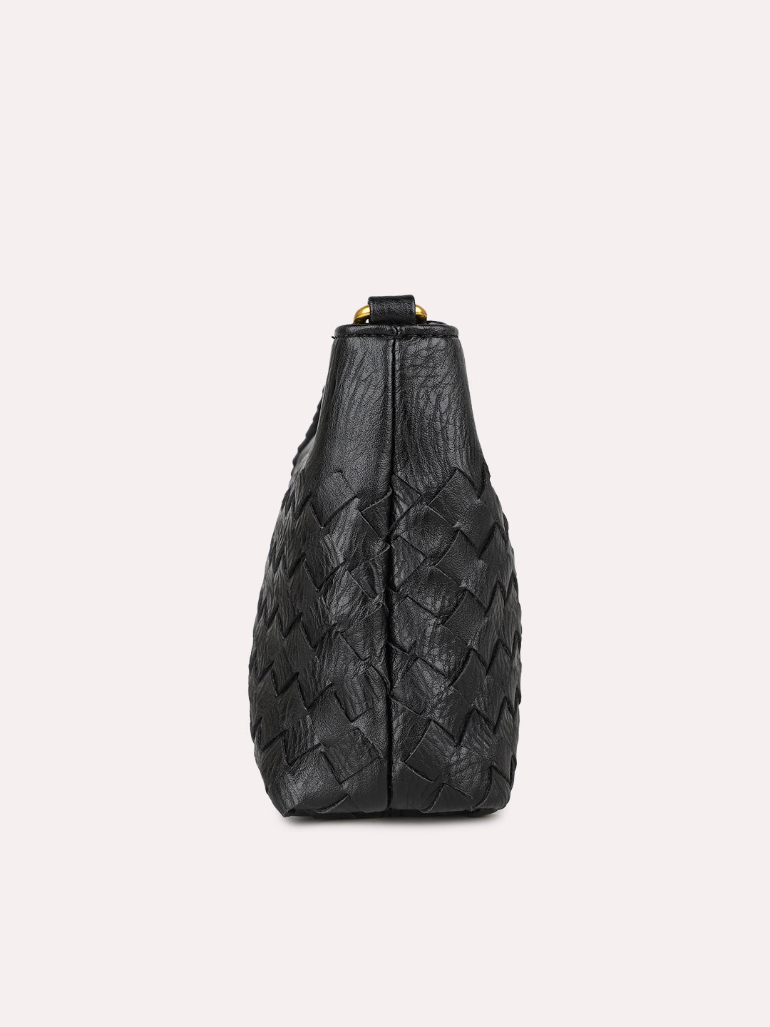 Womens Black Party Textured Sling Bag With Zipper