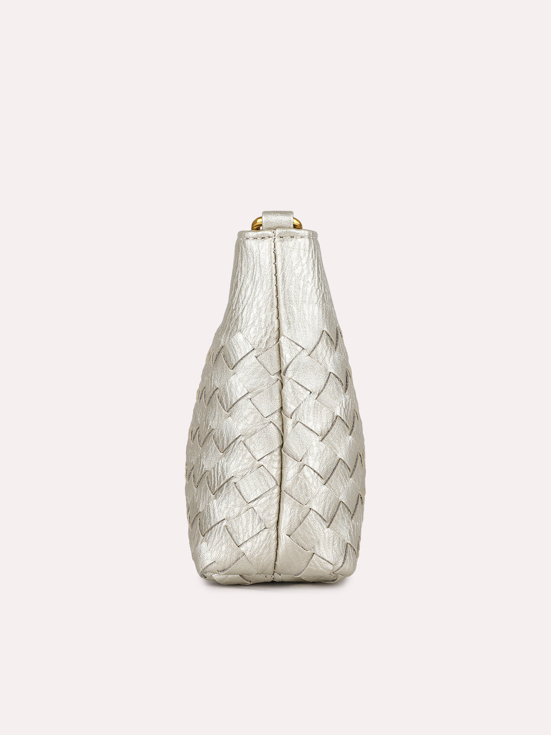 Womens Silver Party Textured Sling Bag With Zip Lock