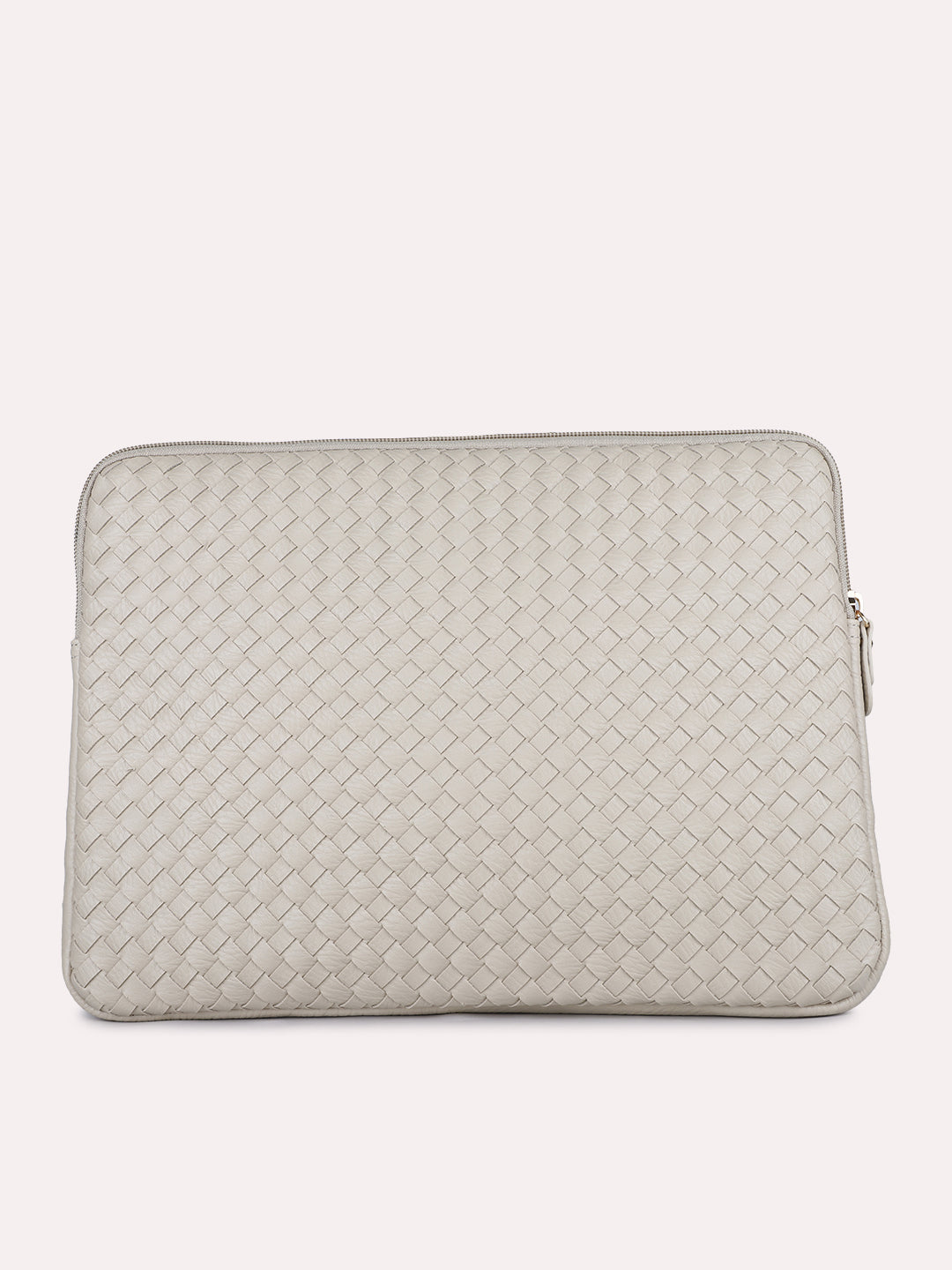 Womens Beige Textured Laptop Bag With Zip Lock