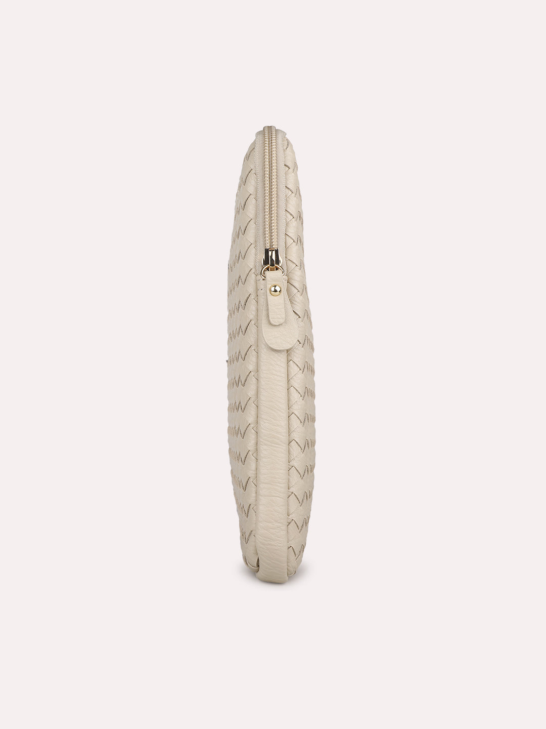 Womens Beige Textured Laptop Bag With Zip Lock