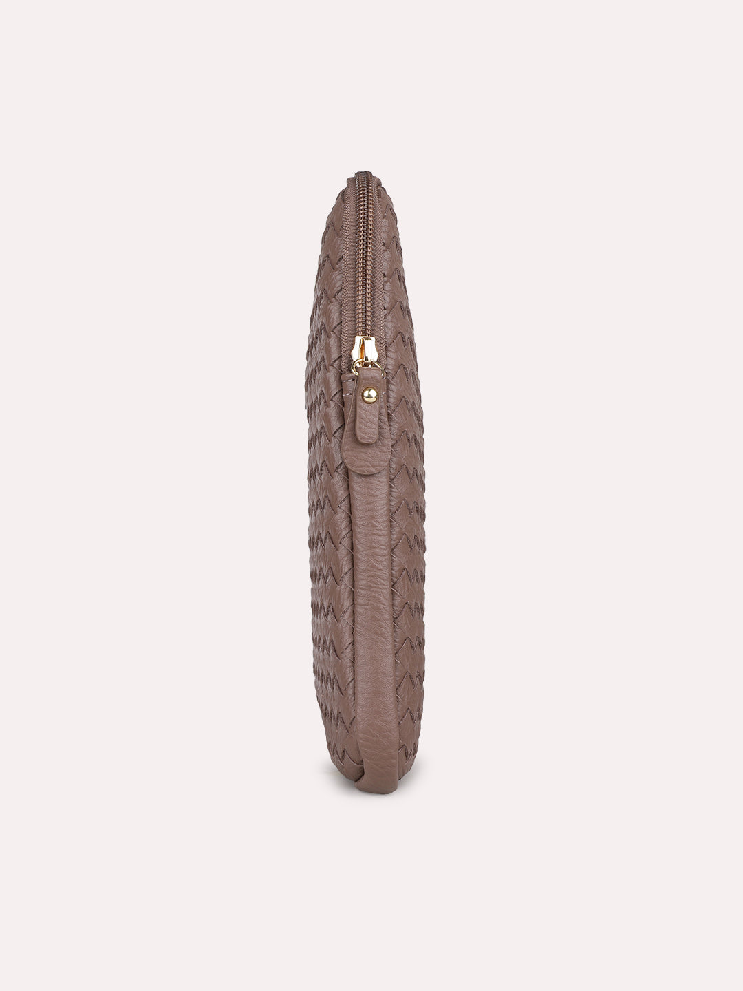 Womens Brown Textured Laptop Bag With Zip Lock