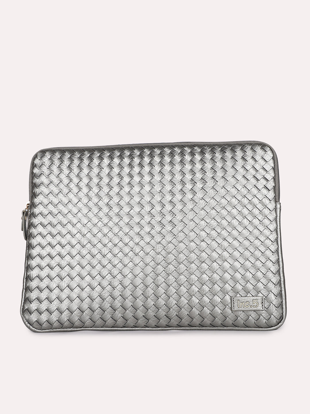 Womens Grey Textured Laptop Bag With Zip Lock