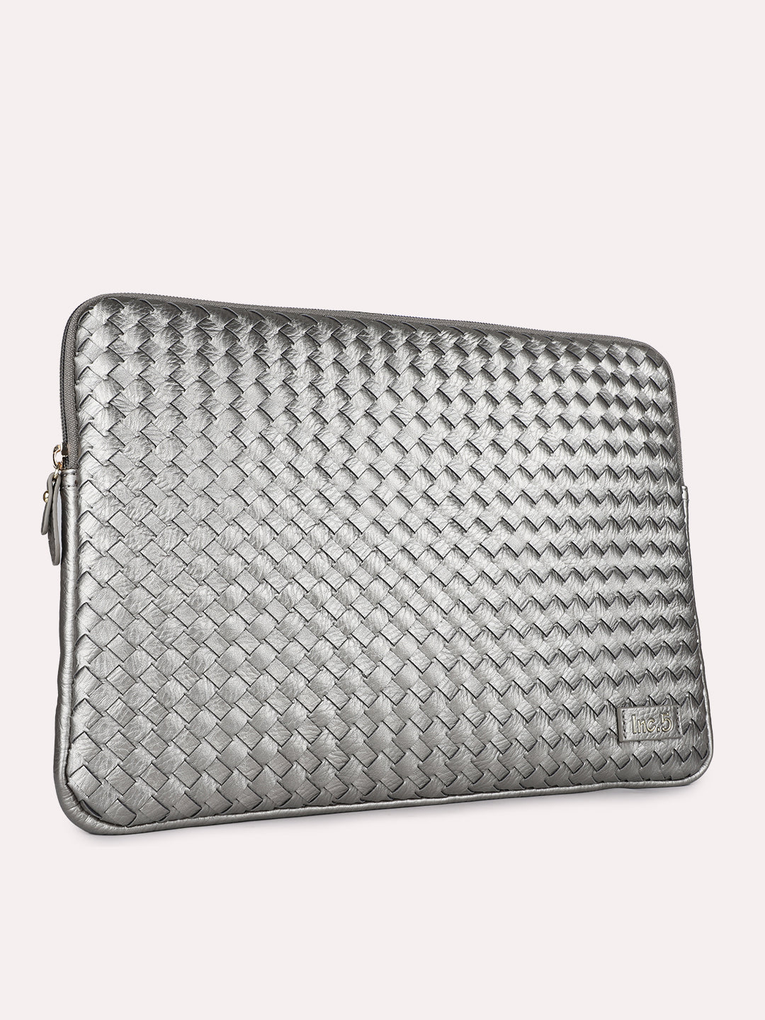 Womens Grey Textured Laptop Bag With Zip Lock