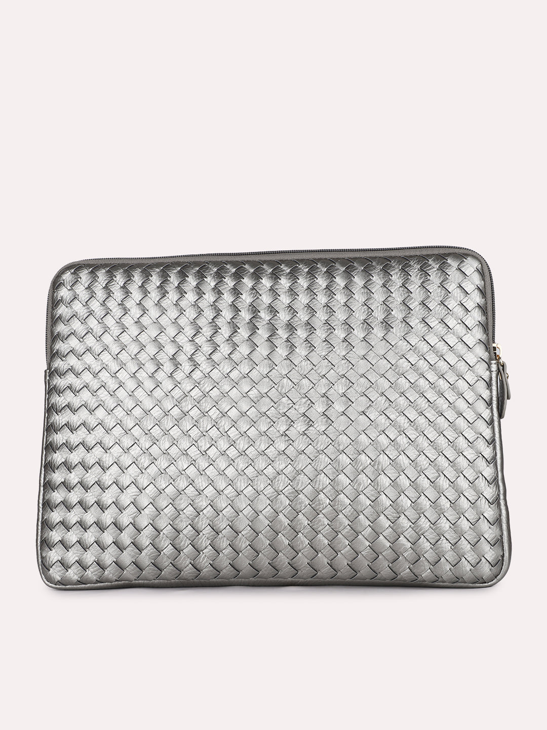 Womens Grey Textured Laptop Bag With Zip Lock