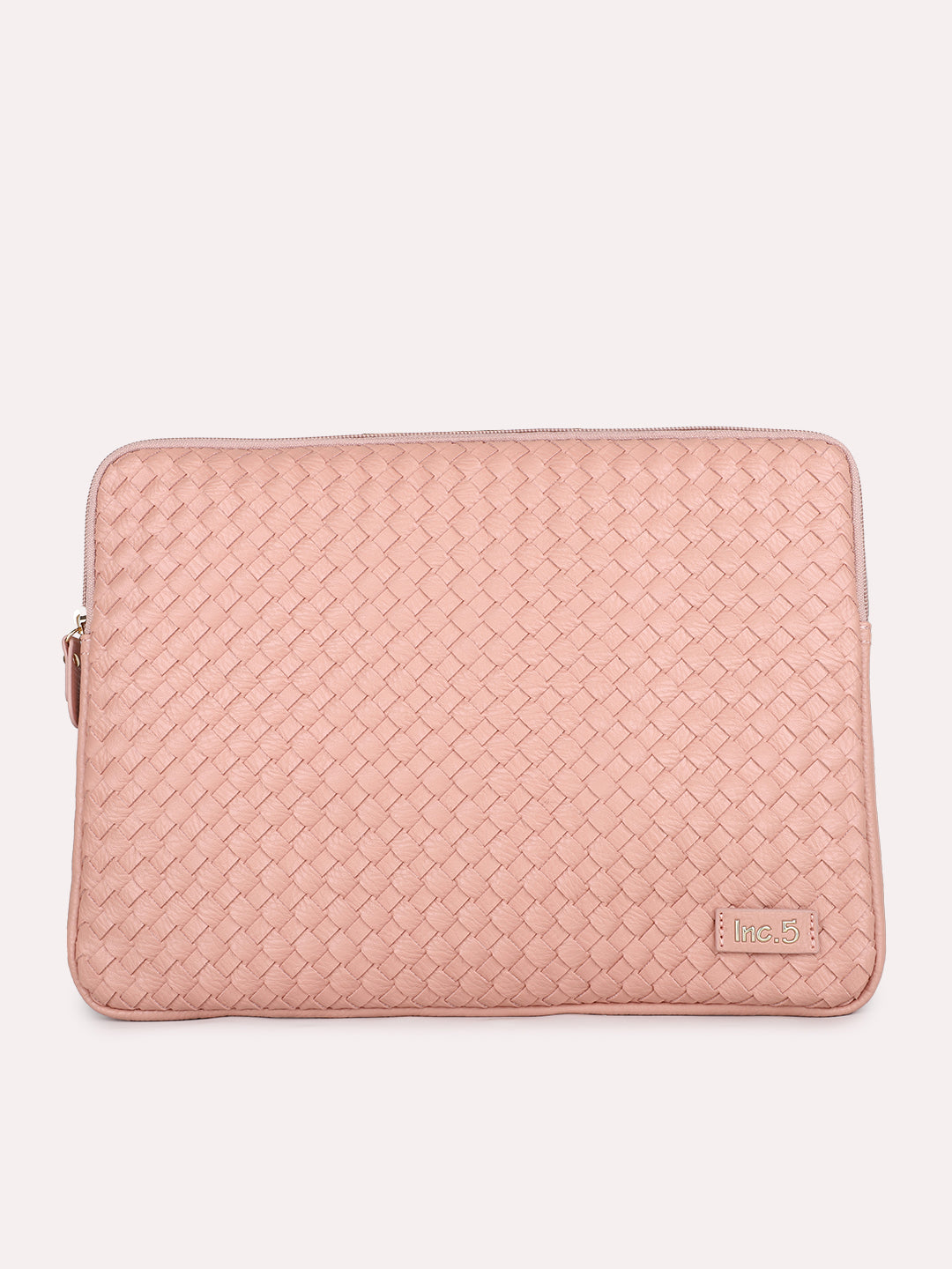Womens Pink Textured Laptop Bag With Zip Lock
