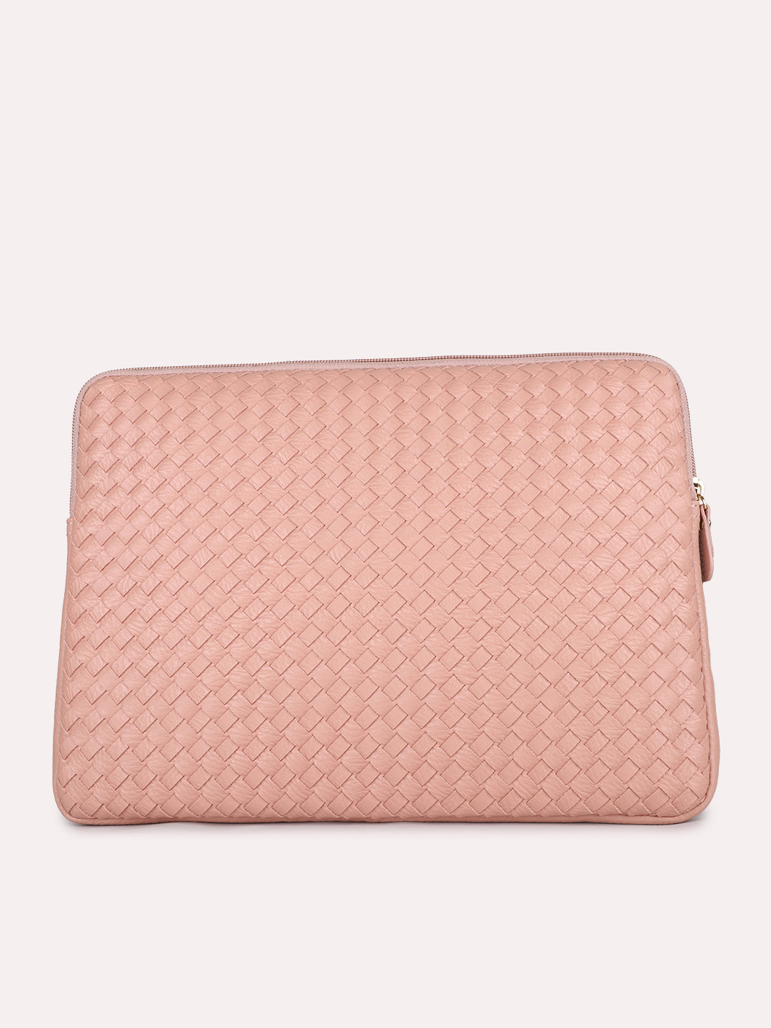 Womens Pink Textured Laptop Bag With Zip Lock