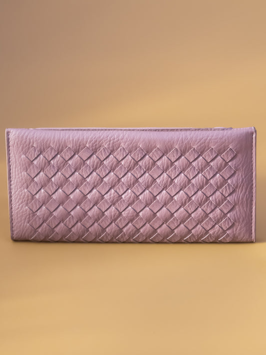 Women Lavender Woven Textured Three Fold Wallet