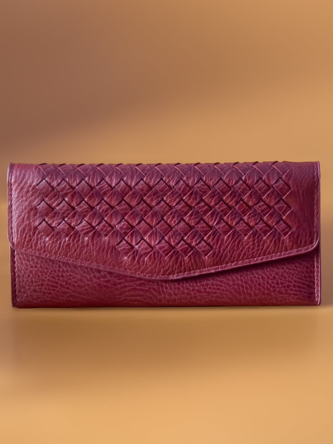 Women Wine Red Solid Two Fold Wallet