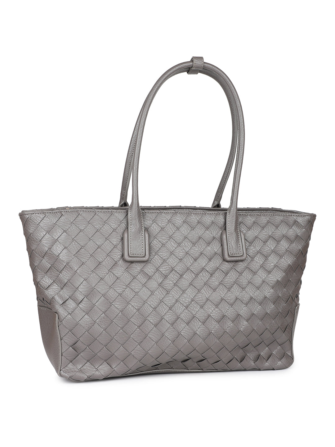 Women Dark Grey Textured PU Shopper Tote Bag
