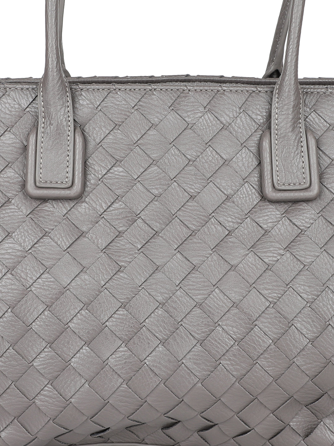 Women Dark Grey Textured PU Shopper Tote Bag