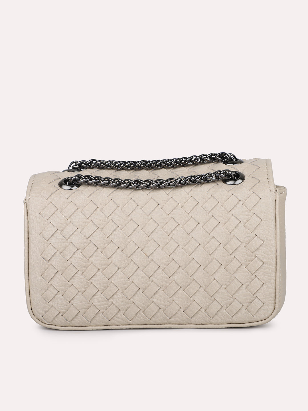 Women Beige Textured PU Sling Bag