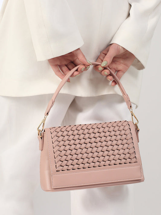 Women Pink Textured Structured Sling Bag