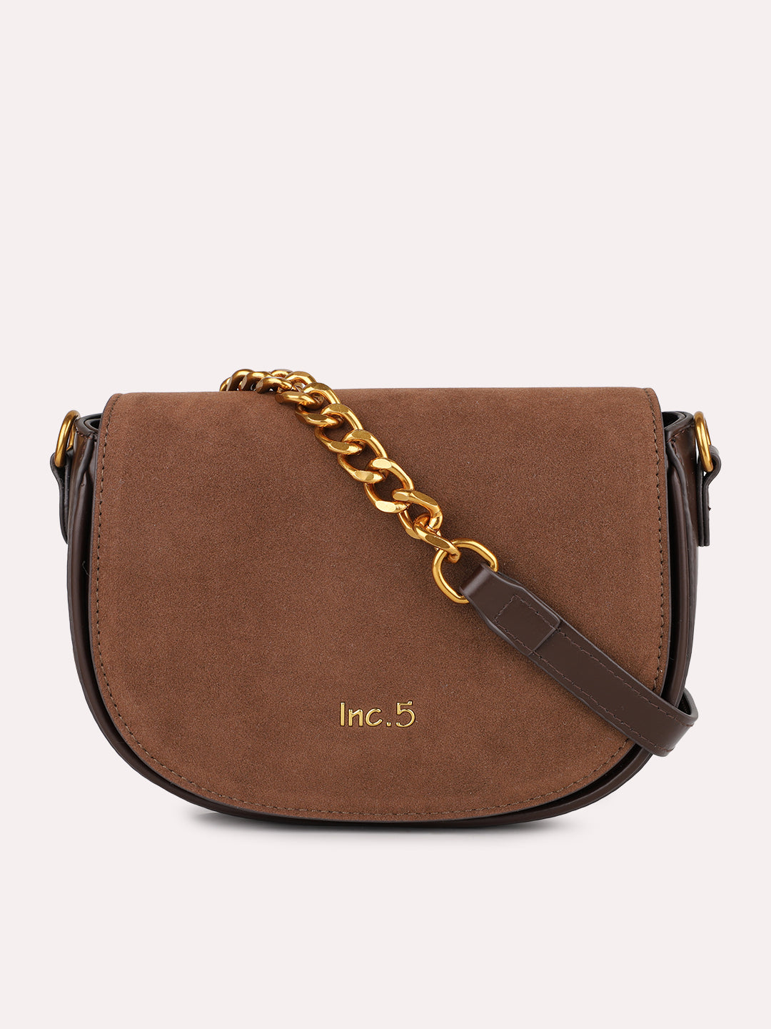 Womens Brown Party Solid Sling Bag With Magnet Lock